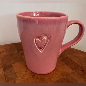 Vintage STARBUCKS 2006 PINK MUG - Carved Heart Design Valentine's Day 15 oz EUC
